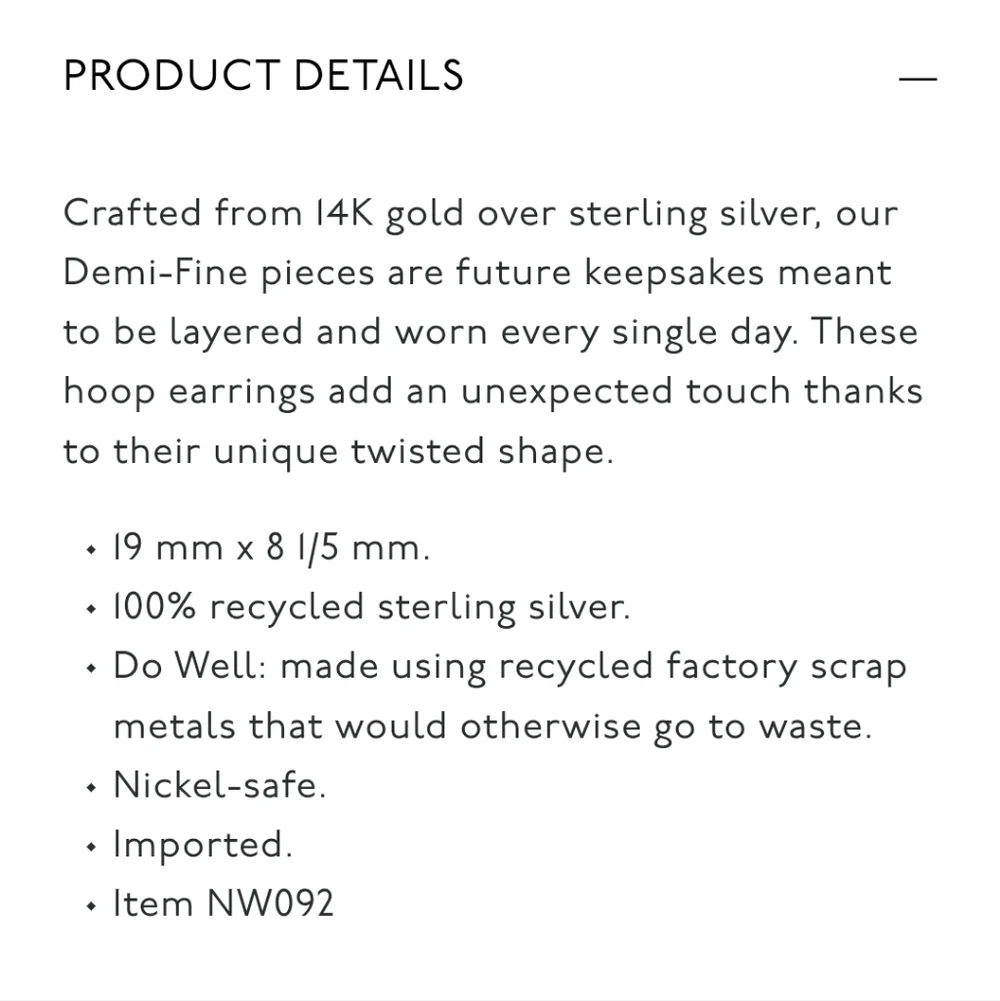 Madewell Demi Fine Twisted Hoop Earrrings - Picture 5 of 6